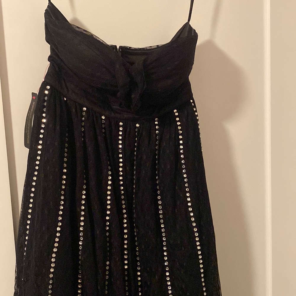 Bebe black midi dress with lace and sparkle ✨